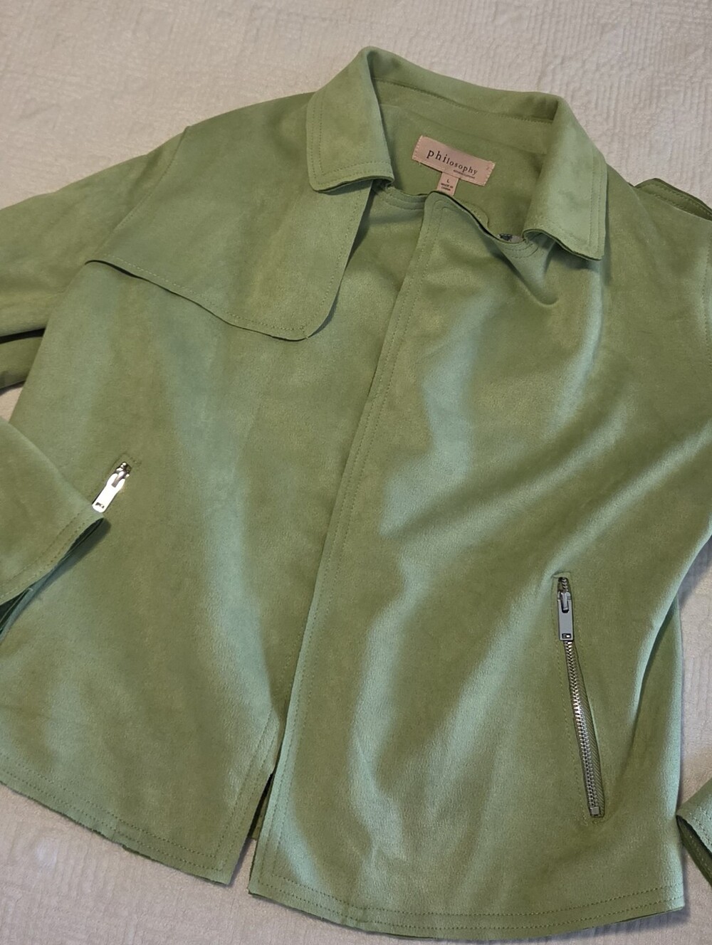 Philosophy Faux Suede Open Front Moto Jacket, Soze Large